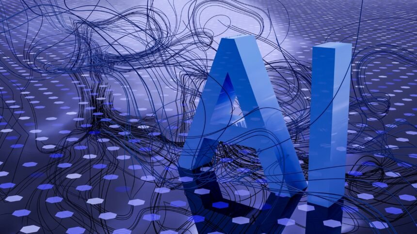 Abstract visualization of AI agents exchanging scoped payment tokens across a network of merchants