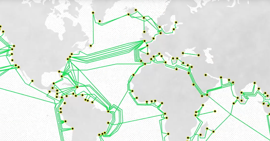 Abstract visualization of interconnected network nodes representing an internet of AI agents