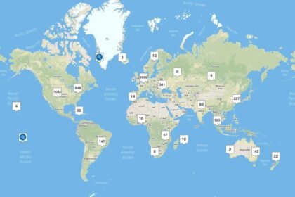 World map with data center server racks symbolizing national sovereign AI compute programs
