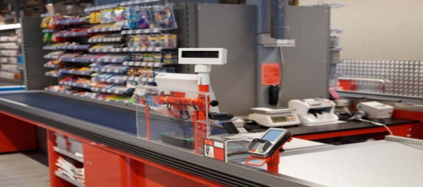A shopping cart icon connected to AI agent nodes representing automated agentic checkout across multiple platforms