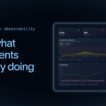 Dashboard-style interface representing AI agent evaluation and tracing tools