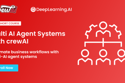 DeepLearning.AI promo banner for the 'Multi AI Agent Systems with crewAI' short course