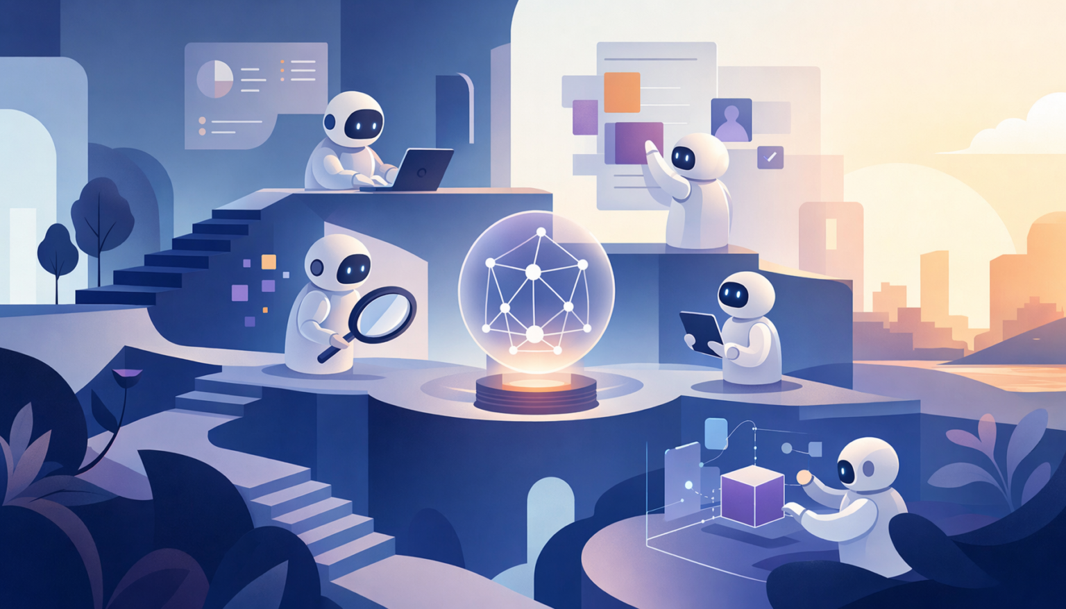 Y Combinator W26 batch — AI agent startups; editorial illustration in YC orange