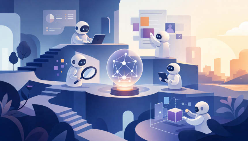 Y Combinator W26 batch — AI agent startups; editorial illustration in YC orange
