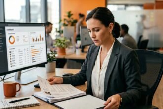 Talent acquisition leader comparing AI recruiting agent shortlists on screen in 2026