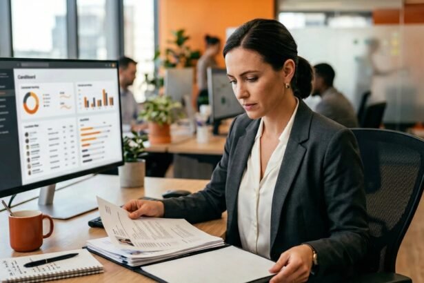 Talent acquisition leader comparing AI recruiting agent shortlists on screen in 2026