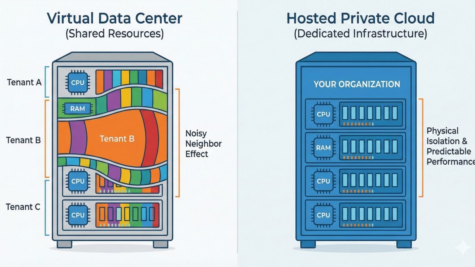 Split-screen illustration comparing Microsoft Foundry Agent Service and AWS Bedrock AgentCore hosted agent runtimes