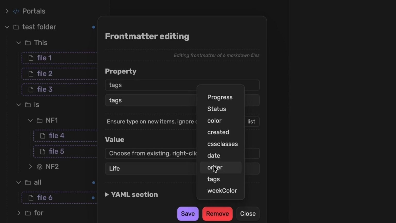 A SKILL.md file open in an editor showing YAML frontmatter with name and description fields above markdown instructions, beside a scripts and references directory tree