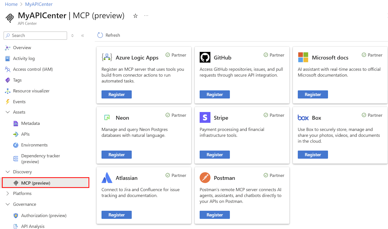 mcp registry server listing screenshot