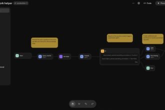 OpenAI Agent Builder visual workflow canvas alongside exported Python Agents SDK code