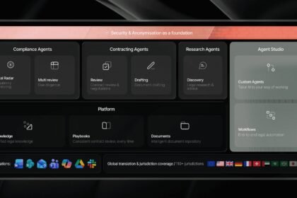 Split-screen concept showing a general LLM chat window versus a purpose-built legal AI contract review interface