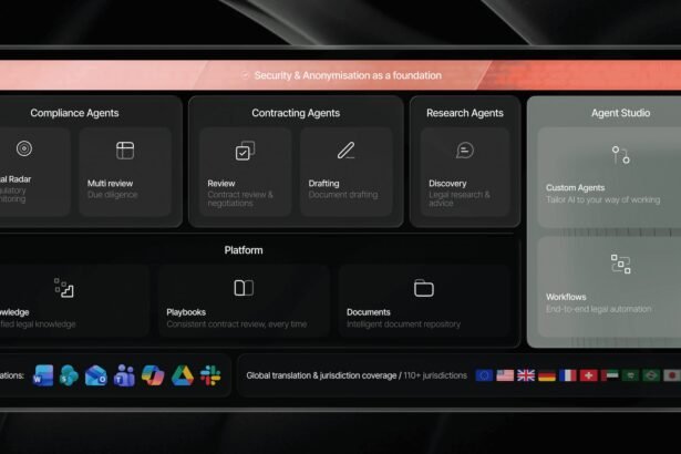 Split-screen concept showing a general LLM chat window versus a purpose-built legal AI contract review interface