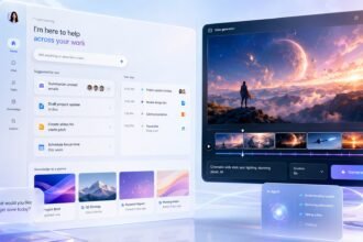 Google Gemini Spark always-on AI agent running on cloud virtual machines, illustrated on a phone and laptop