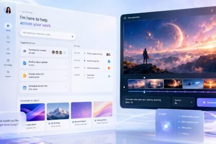Google Gemini Spark always-on AI agent running on cloud virtual machines, illustrated on a phone and laptop