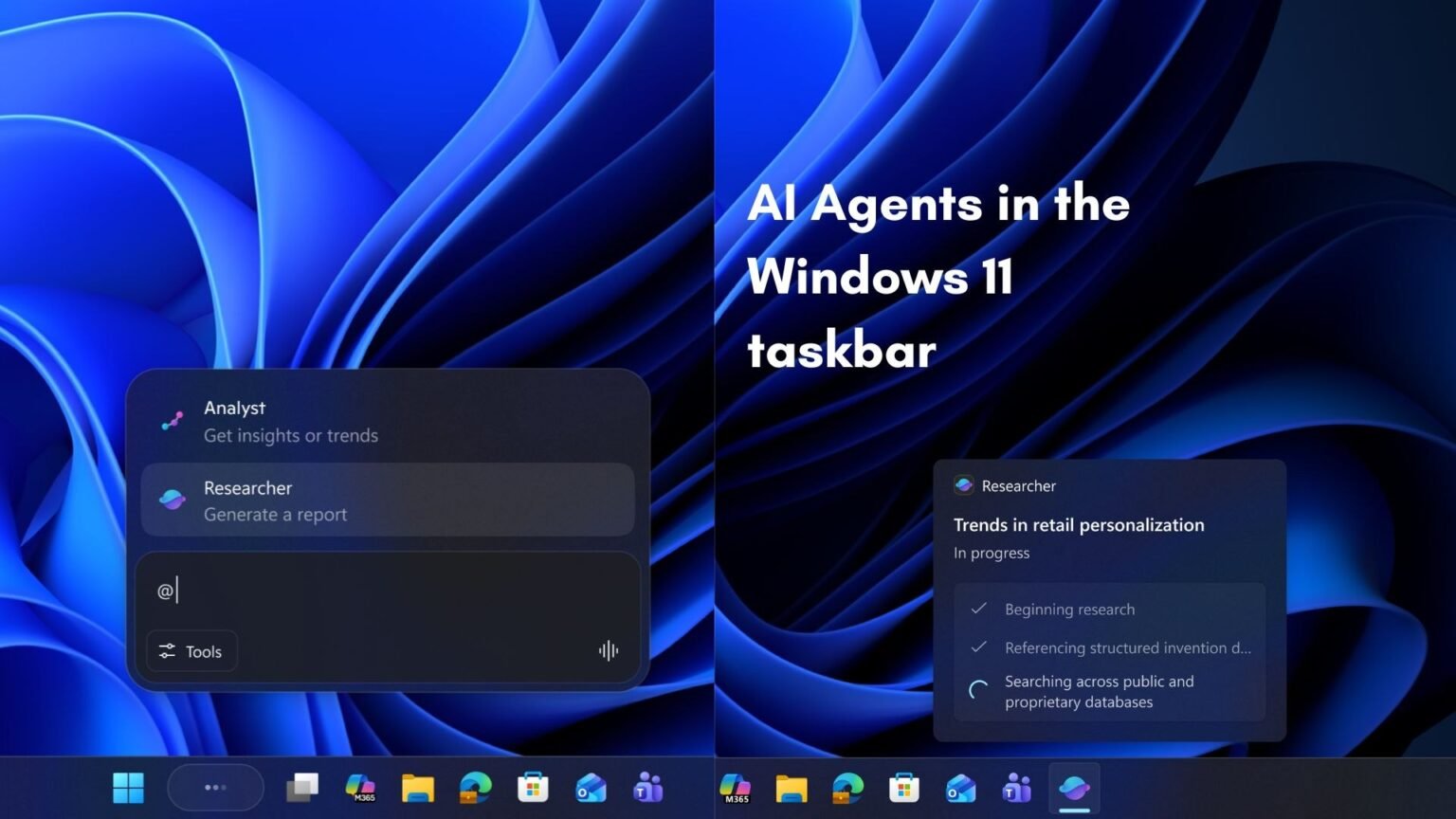 Conceptual illustration of Windows 11 acting as a host operating system for autonomous AI agents