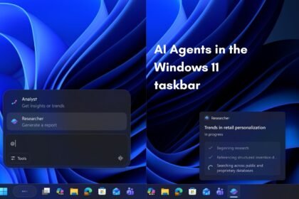 Conceptual illustration of Windows 11 acting as a host operating system for autonomous AI agents
